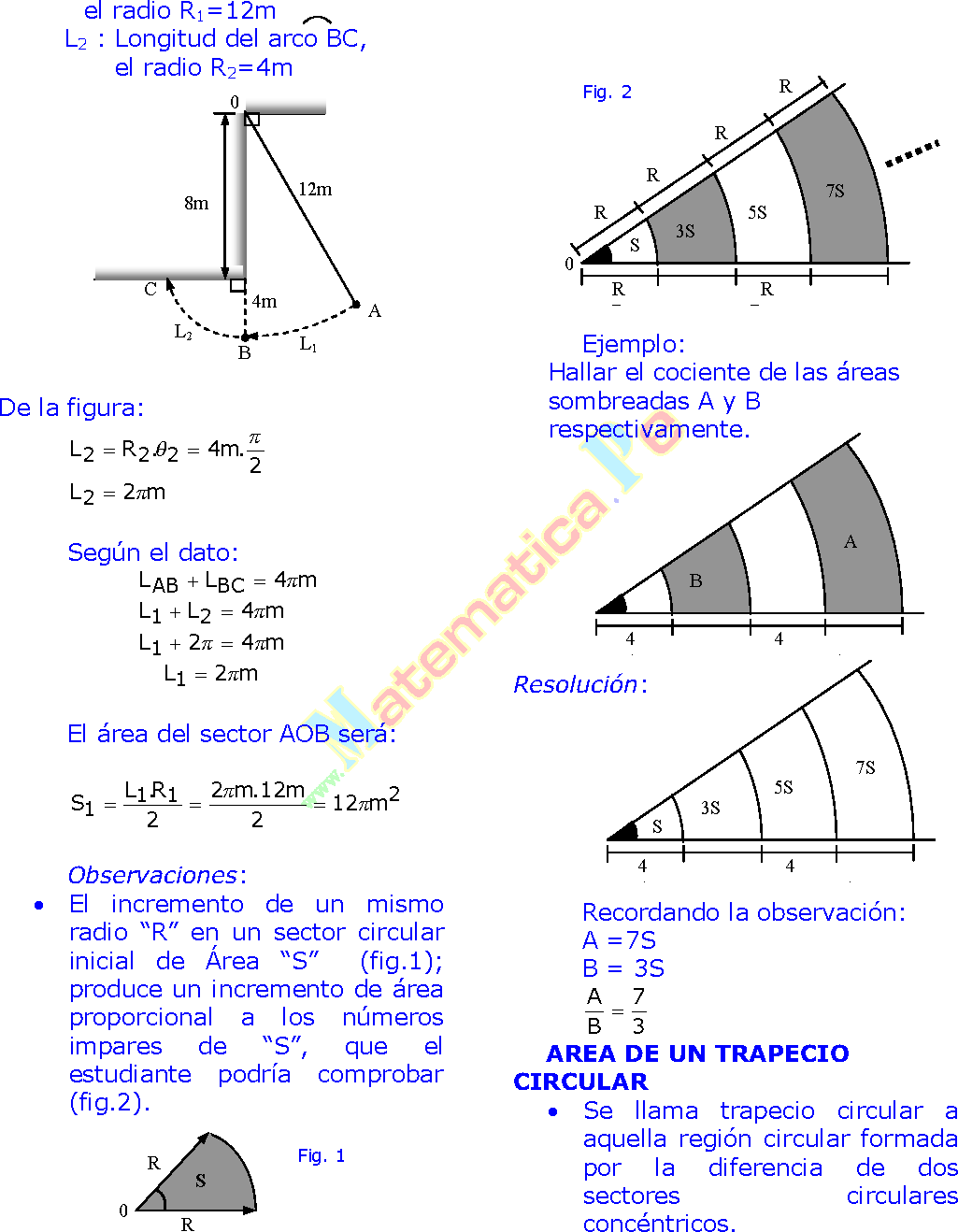 ejercicios de trapecios circulares